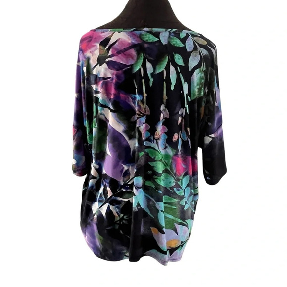 Clare Sun Woo Watercolor Floral Short Sleeve Top Size Medium - Picture 2 of 9